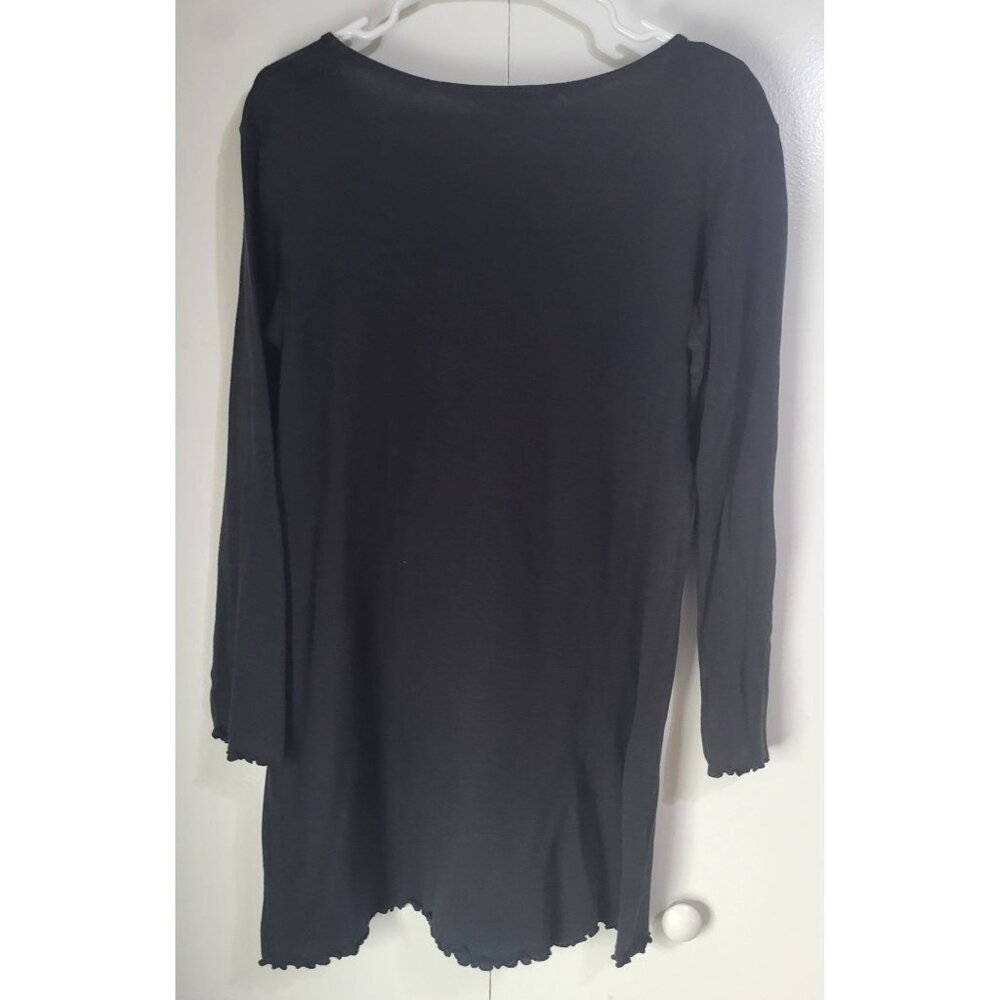 Y2K Victoria’s Secret Black Silver Metallic Teddy Bear Sleep Shirt V Neck SZ M - Picture 2 of 9